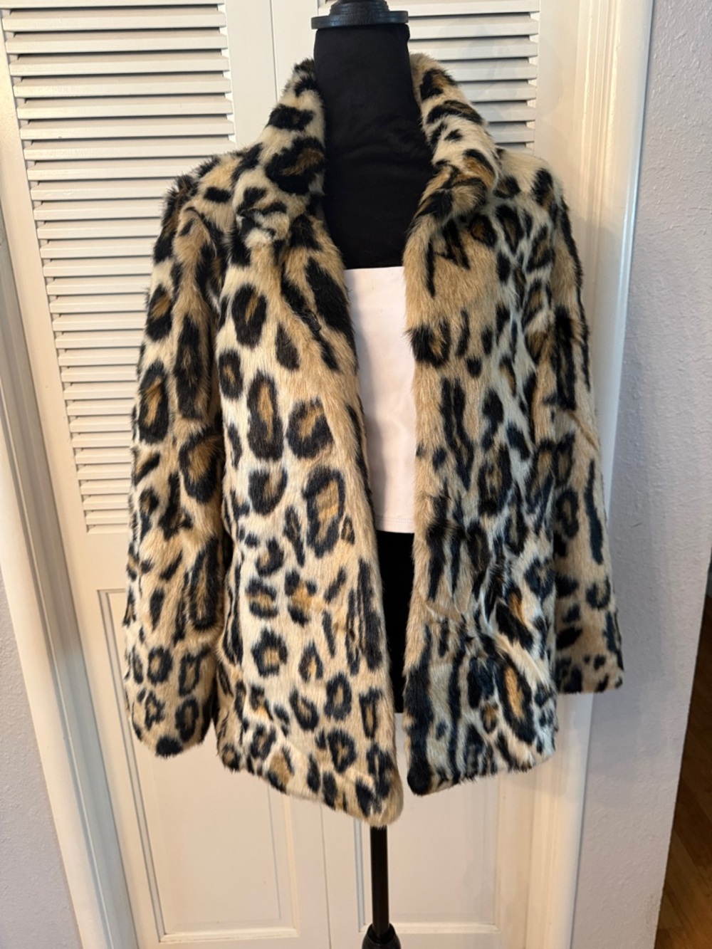 Fabulous Furs Leopard Print Teddy Jacket in Beige, Black and Brown
